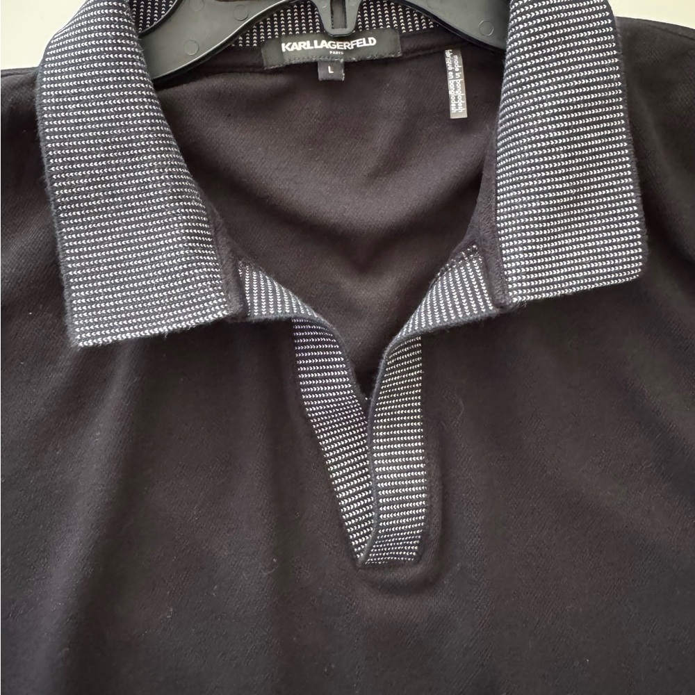 Karl Lagerfeld Black Polo Shirt with Gray Accents